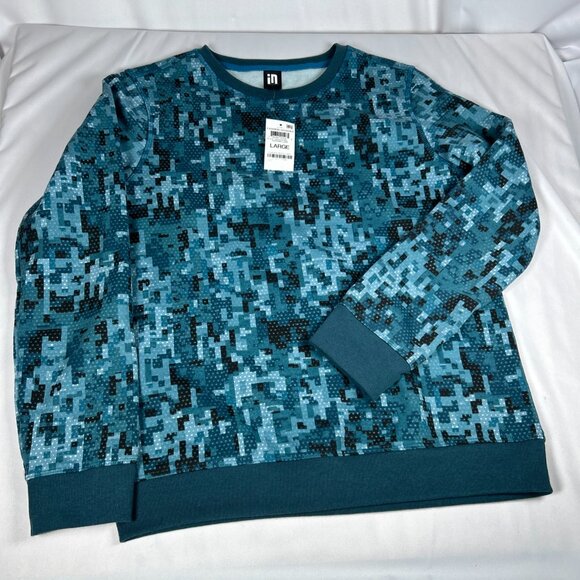 Ideology Boys L Sweatshirt Pixelated Camo Pullover Active Blue Black Warm NWT - Picture 8 of 8